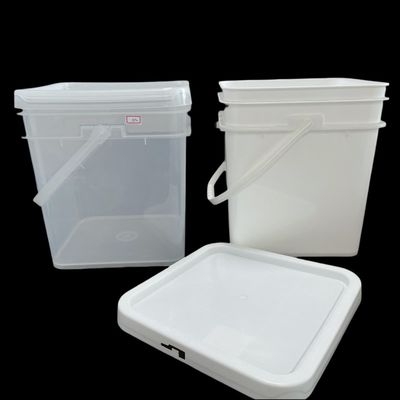 Barattolo di plastica quadrato da 15L/4 galloni con stampa a trasferimento di calore e coperchio facile da aprire