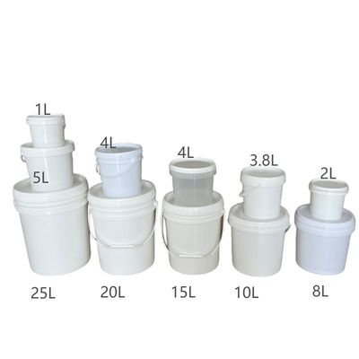 Botti di plastica rotondi industriali da 1L-25L con manico e coperchio certificati da GAP/ISO/FDA
