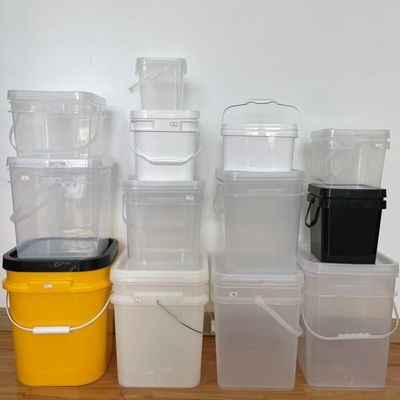 HDPE 4L 5L 8L 10L contenitore alimentare secchio quadrato in giallo