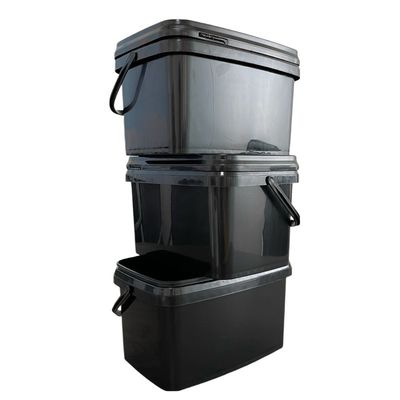 Barattolo quadrato in PP nero 5L 6L 8L 10L con stampa a colori e accessori inclusi
