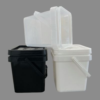 Barattolo quadrato in PP nero 5L 6L 8L 10L con stampa a colori e accessori inclusi