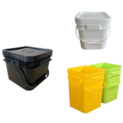 Materiale PP/HDPE personalizzato facile da aprire secchio di plastica quadrato da 5 galloni e 6 galloni con manico