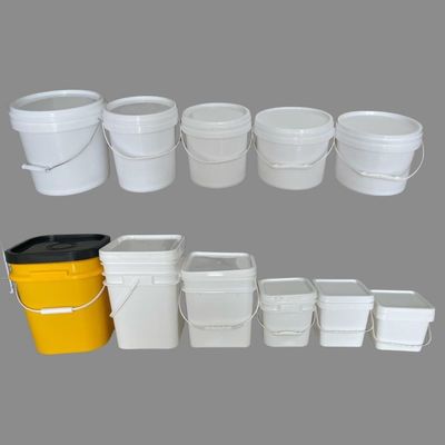 Bottile di vernice di plastica rotonda o quadrata con manico e coperchio a prova di perdite 1L-25L Capacità