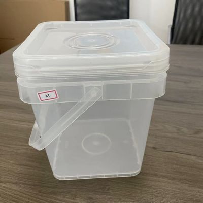 Imballaggio alimentare personalizzato 5L secchio di plastica quadrato con design facile da aprire e stampa IML