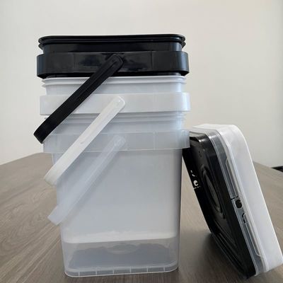 Imballaggio alimentare personalizzato 5L secchio di plastica quadrato con design facile da aprire e stampa IML