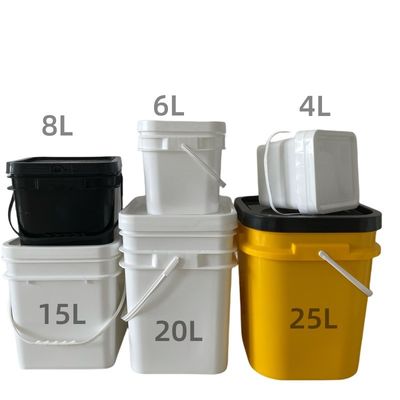 Ricarica un secchio quadrato di plastica con un coperchio facile da aprire e chiudere, spessore da 1,0 a 2,5 mm