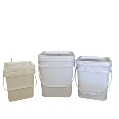 Bottile di plastica di 10 litri quadrati di qualità alimentare con finitura colorata e materiale HDPE