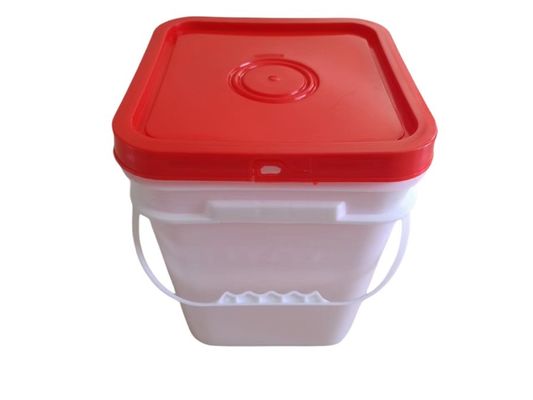 5 galloni di secchi di plastica quadrata con coperchio personalizzare e logo stampa a colori personalizzati
