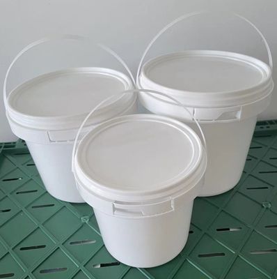 Barattolo rotondo in plastica trasparente con manico per salsa di cetrioli e pesce di capacità 3L