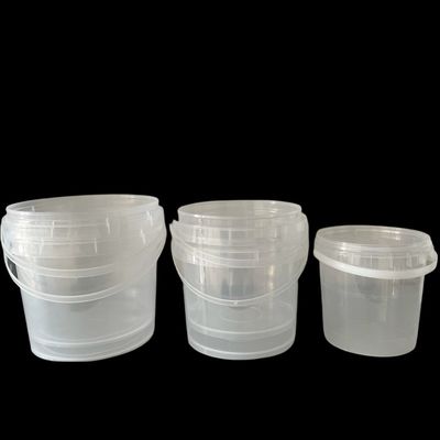 Contenitore in secchio di plastica trasparente da 1000 ml con tela di seta e stampa a trasferimento termico