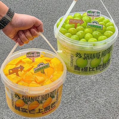 1000 ml vasche personalizzate Drink Sauce Food Bucket con coperchio di stampa Transfer di calore