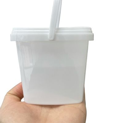 500 ml contenitore di salsa cibo sicuro secchio di plastica quadrato con facile apertura e stampa IML