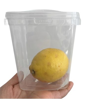 500 ml contenitore di salsa cibo sicuro secchio di plastica quadrato con facile apertura e stampa IML