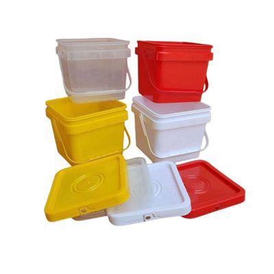 2L 4L 5L 10L secchi quadrati di plastica con coperchio e manico Logo di stampa a colori personalizzato