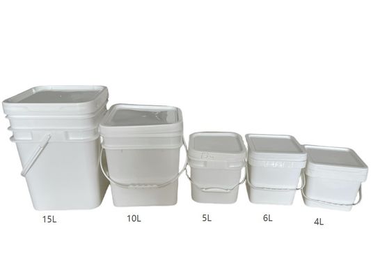 2L 4L 5L 10L secchi quadrati di plastica con coperchio e manico Logo di stampa a colori personalizzato
