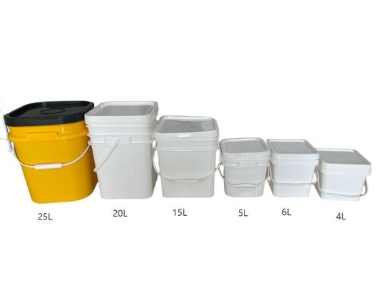 2L 4L 5L 10L secchi quadrati di plastica con coperchio e manico Logo di stampa a colori personalizzato