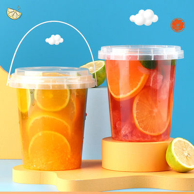 8oz 12oz 24oz 32oz frutta yogurt latte tè da asporto secchio di plastica con coperchio e moderno