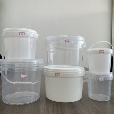 300 ml-15L secchio rotondo di plastica con coperchio e maniglia contenitore bianco