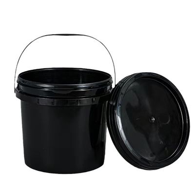 Contenitore di vernice in plastica nera con coperchio ecologico e funzionale