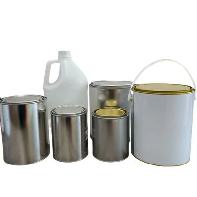 Personalizza il tuo imballaggio Boccone di metallo rotondo 1L-5L con maniglia per vernice e salsa